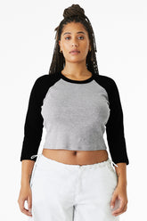 BELLA+CANVAS  Women's Micro Rib 3/4 Raglan Baby Tee BC1200